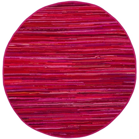 Safavieh Rag Rug Round Area Rug; Red & Multi - 6 x 6 ft. RAR130R-6R